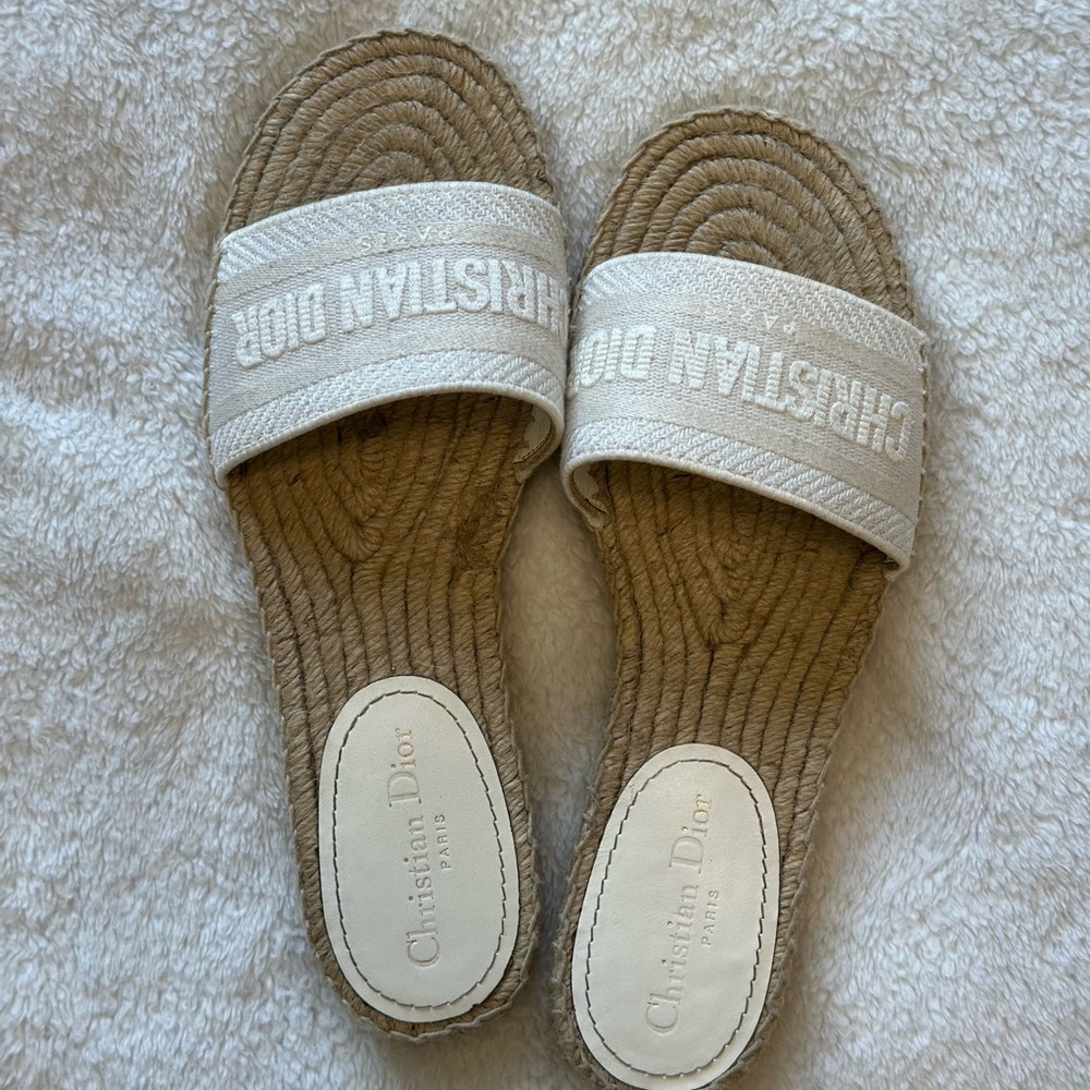 Size 41 Christian Dior white slides.